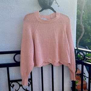 Zara size small knit sweater - peach color. Distressed // cropped style.
